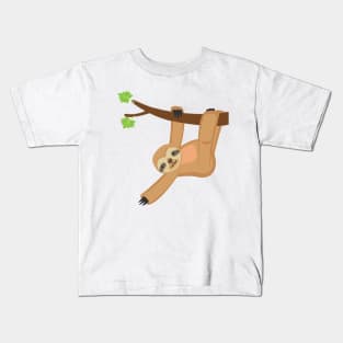 Cute Kawaii Sloth on a tree Kid Design Kids T-Shirt